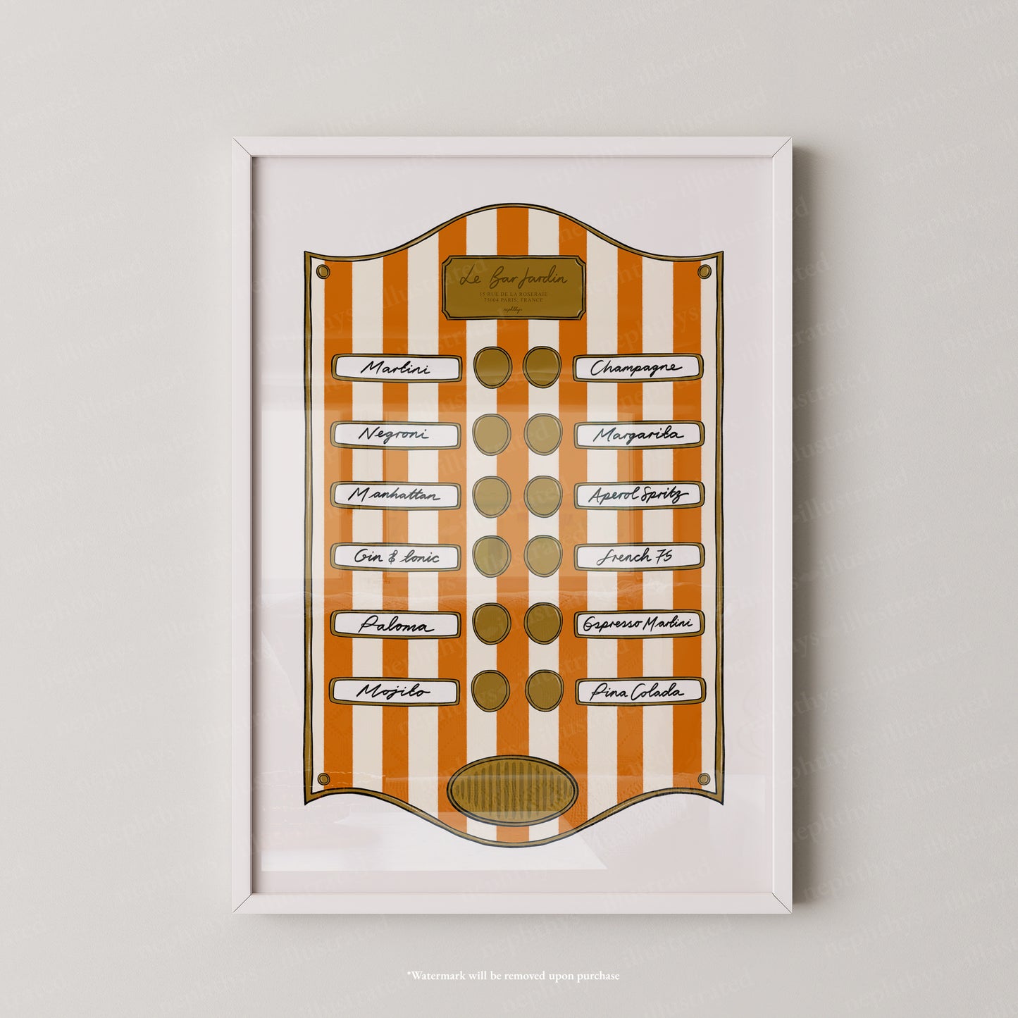 Le Bar Jardin Orange Stripe