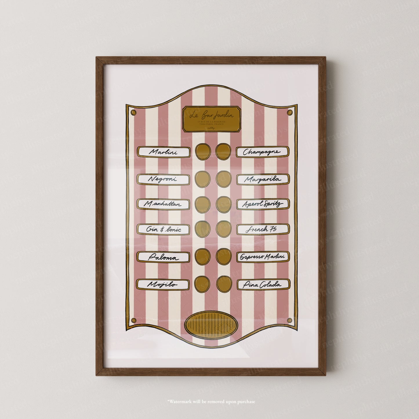 Le Bar Jardin Pink Stripe