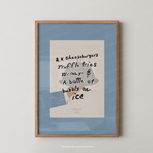 Room Service Order Print - Blue