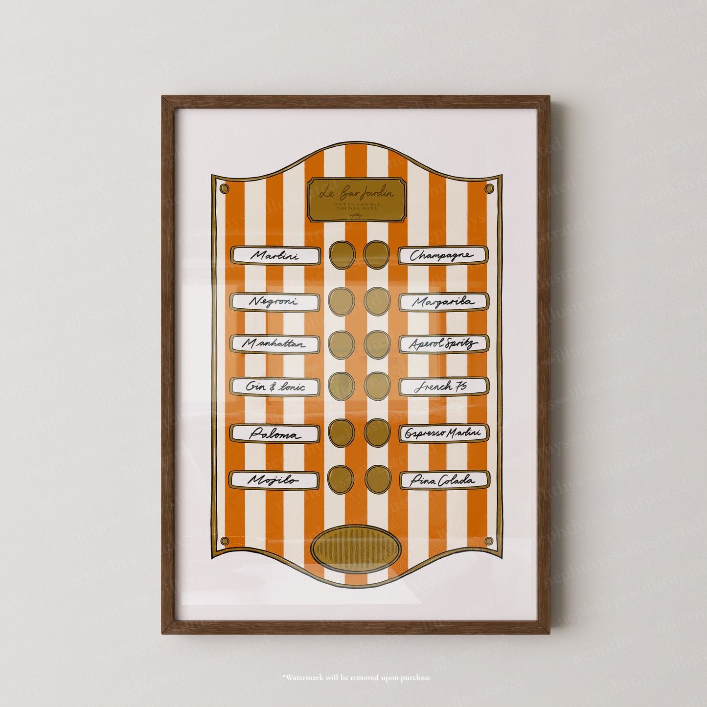 Le Bar Jardin Orange Stripe