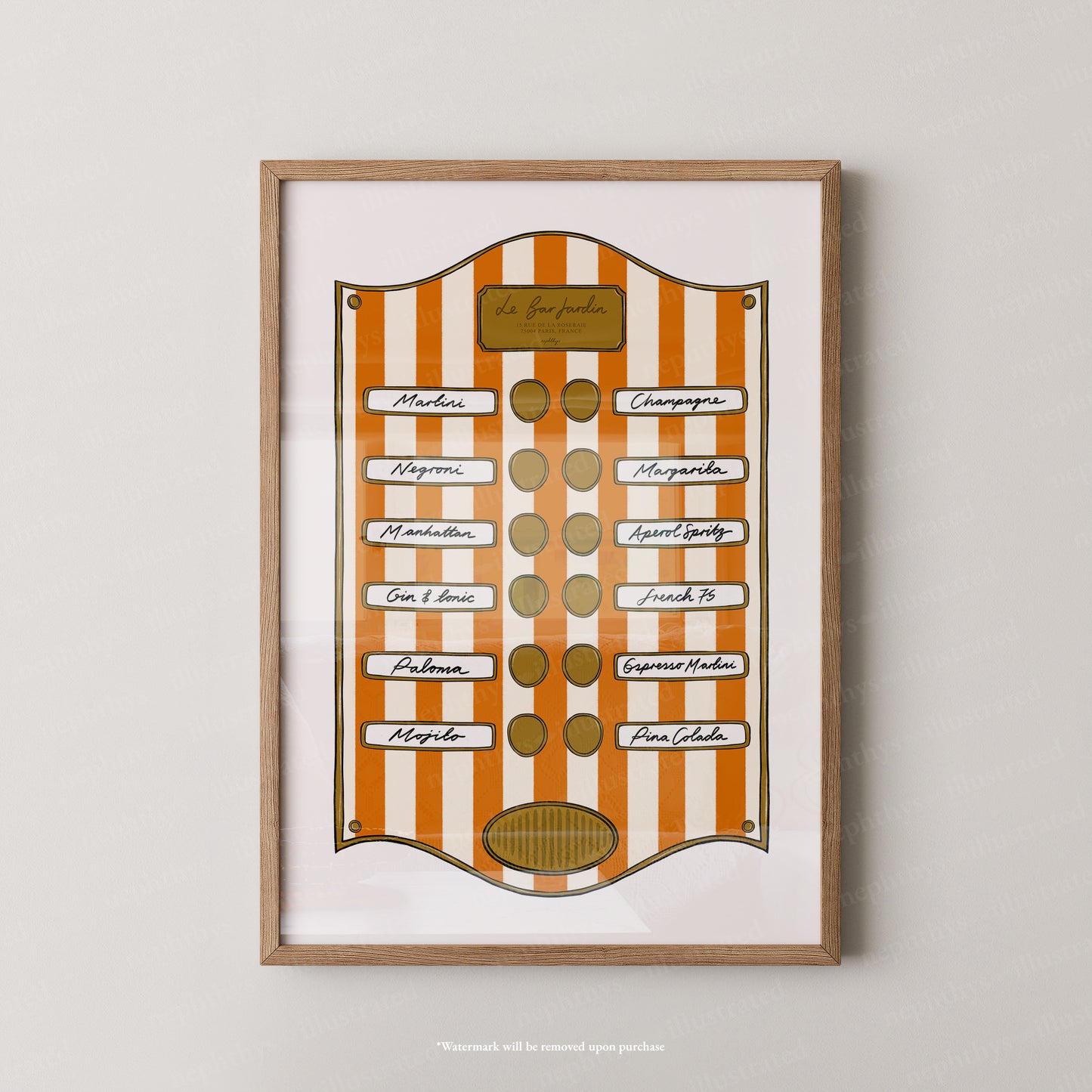 Le Bar Jardin Orange Stripe
