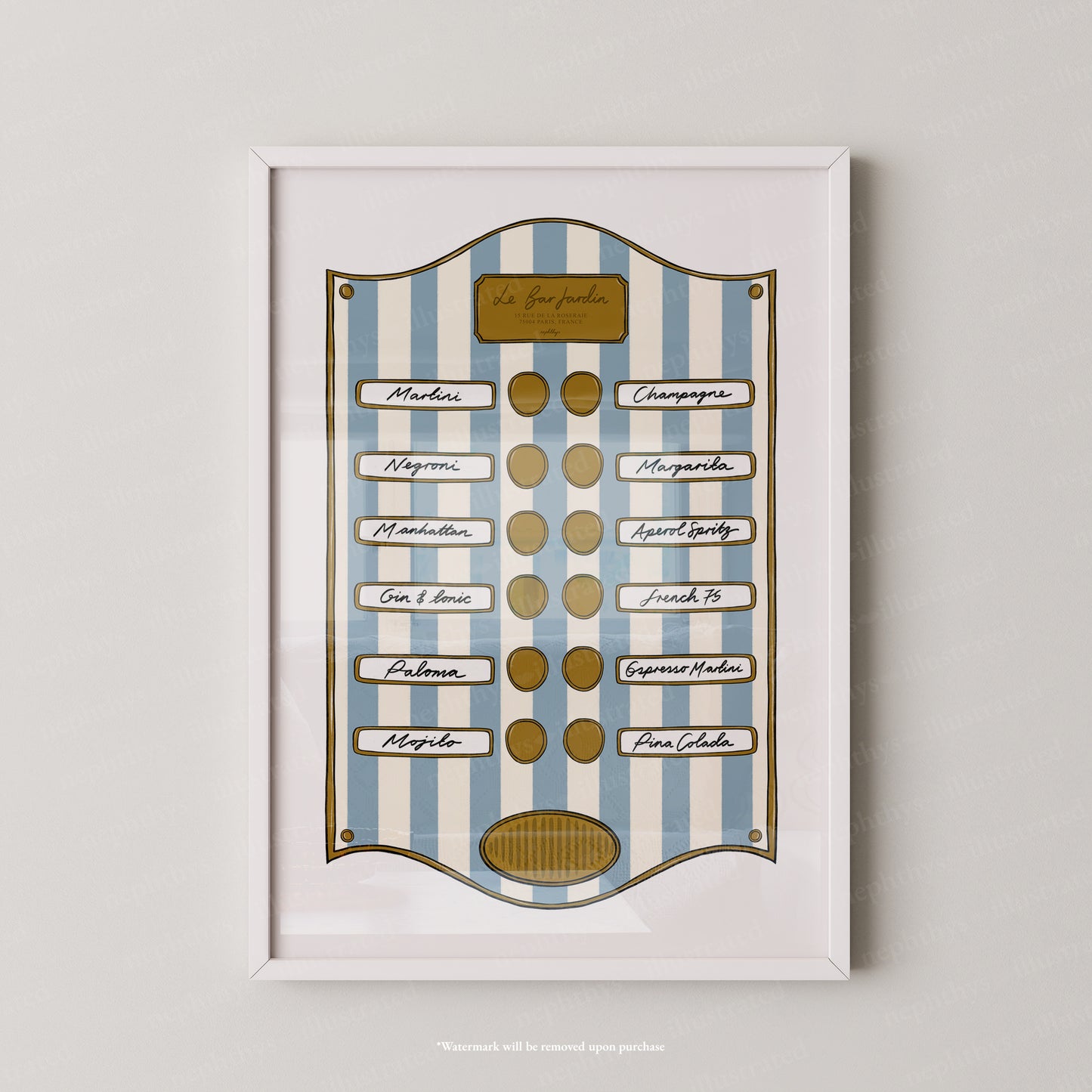 Le Bar Jardin Blue Stripe