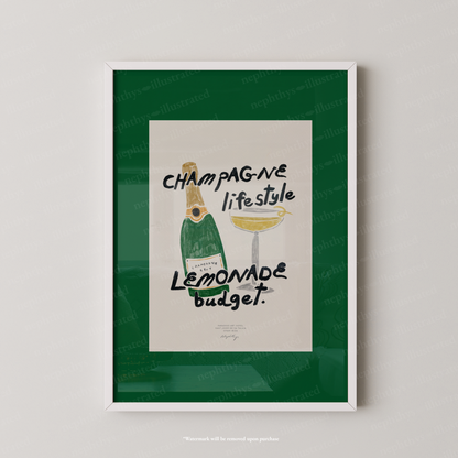 Champagne Lifestyle, Lemonade Budget Print - Green