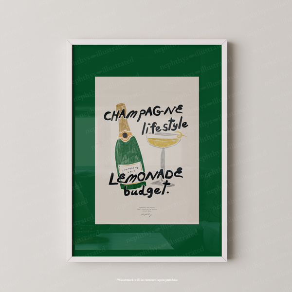 Champagne Lifestyle, Lemonade Budget Print - Green