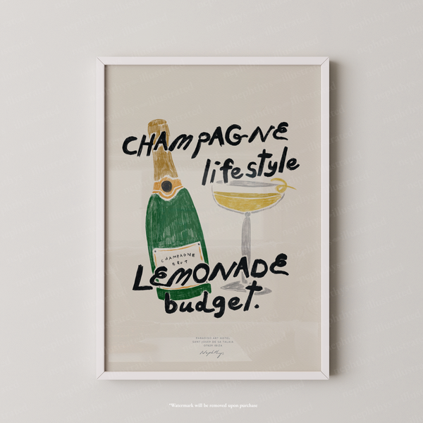Champagne Lifestyle, Lemonade Budget Print