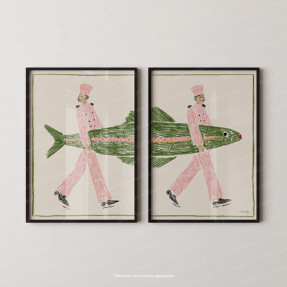 Fish Supper Print Set - Two Piece Artwork