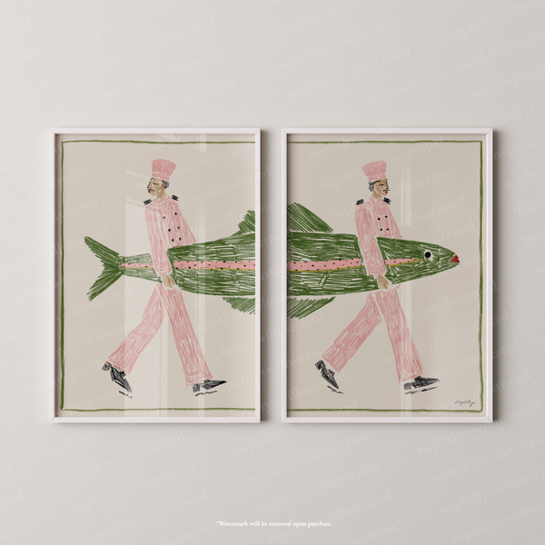 Fish Supper Print Set - Two Piece Artwork
