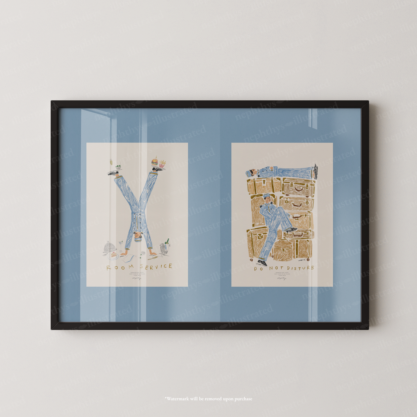 Room Service & Do Not Disturb Hotel Print Set – More Colours Available