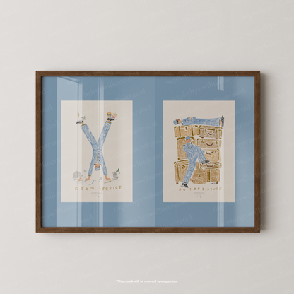 Room Service & Do Not Disturb Hotel Print Set – More Colours Available