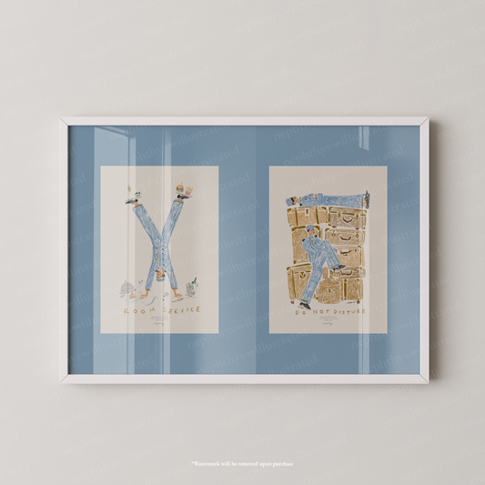 Room Service & Do Not Disturb Hotel Print Set – More Colours Available