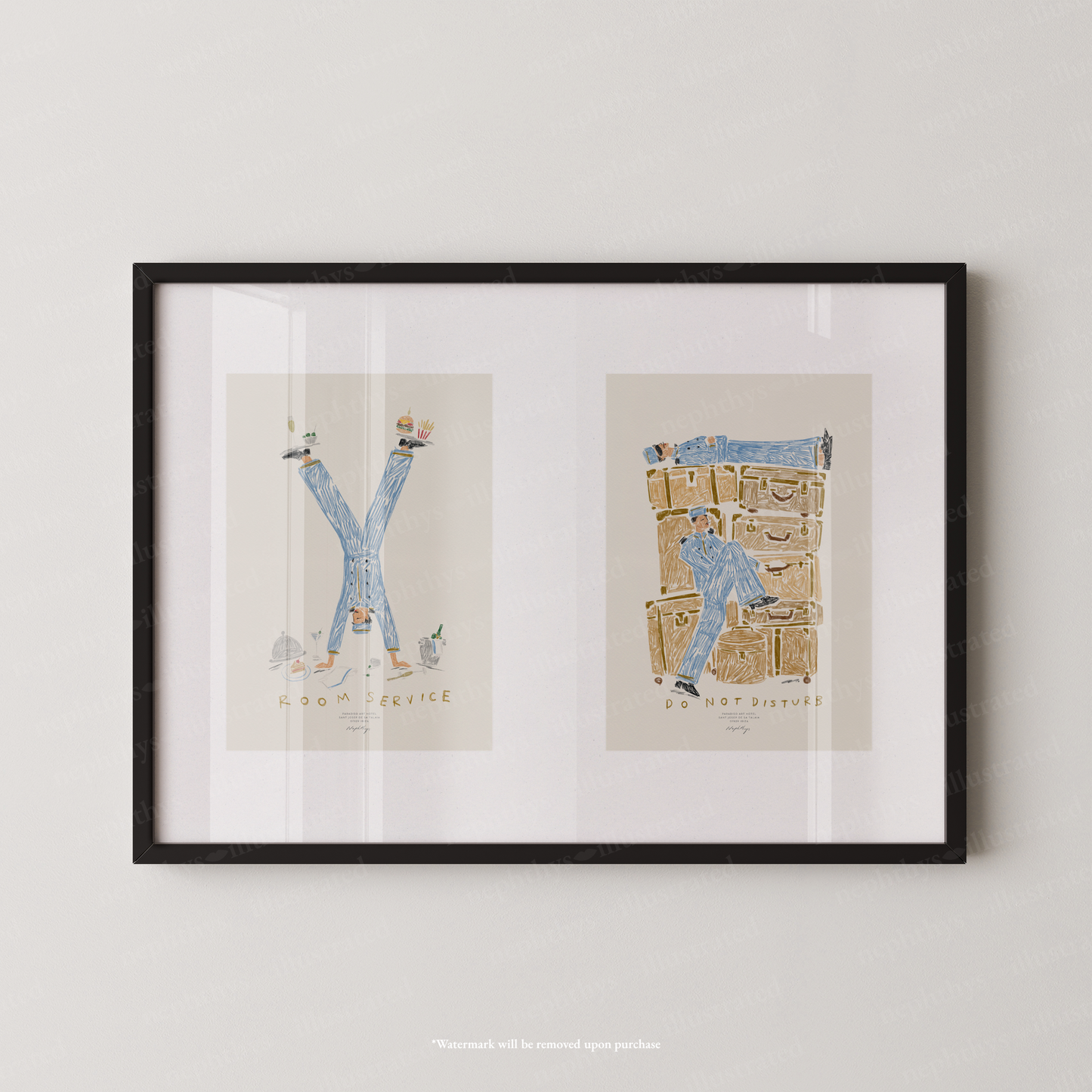 Room Service & Do Not Disturb Hotel Print Set – More Colours Available