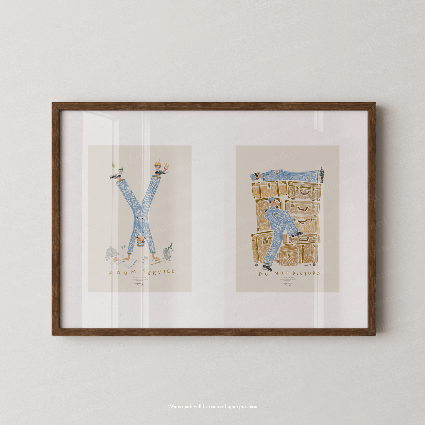 Room Service & Do Not Disturb Hotel Print Set – More Colours Available
