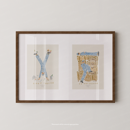 Room Service & Do Not Disturb Hotel Print Set – More Colours Available