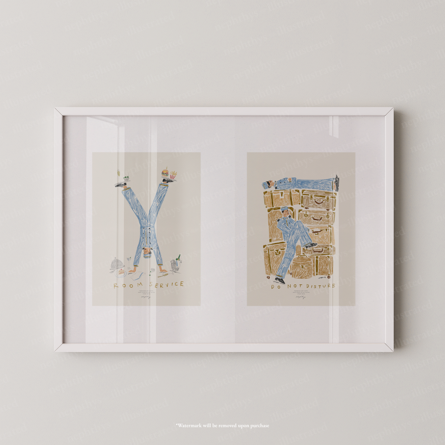 Room Service & Do Not Disturb Hotel Print Set – More Colours Available