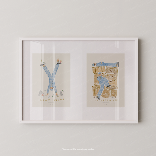 Room Service & Do Not Disturb Hotel Print Set – More Colours Available