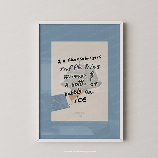 Room Service Order Print - Blue